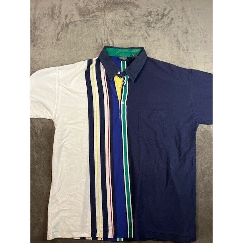 Vintage Van Heusen striped‎ Polo Shirt Men L Retro Hipster